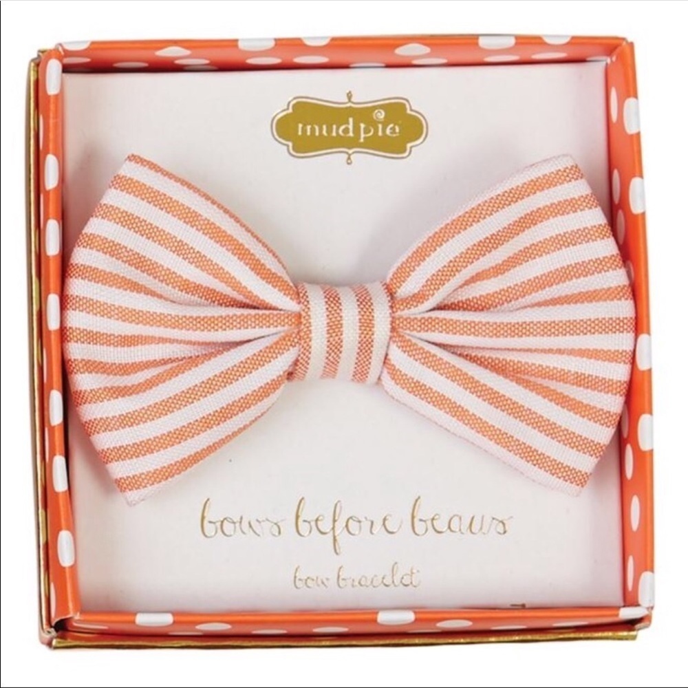 Mud Pie Bow Tie Bracelet Orange Stripe